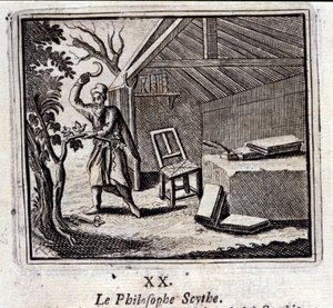 Filosofující Kosa. Bajky Jean de La Fontaine (1621-95). Ilustrace François Chauveau (1613-1676). Vydání z roku 1728. od Francois Chauveau