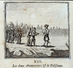 Dva dobrodruzi a Talisman. Bajky Jean de La Fontaine (1621-95). Ilustrace François Chauveau (1613-1676). Vydání z roku 1728. od Francois Chauveau