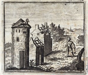 Dva holubi. Bajky Jean de La Fontaine (1621-95). Ilustrace Francois Chauveau (1613-1676). Vydání z roku 1728. od Francois Chauveau