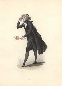 Dandy s lorňonem, éra Marie Antoinetty.