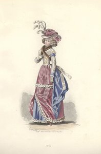 Žena v trikolorním oblečení, éra Marie Antoinetty. od Francois Claudius Compte Calix