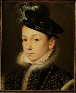 Francouzský král Karel IX... (olej na dubovém dřevě) od François Clouet