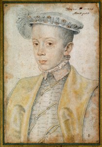 Portrét Karla II. vévody z Lotrinska a Baru (1543-1608). Kreslení krve a černého kamene od Clouet Francois (1515-1572) od François Clouet