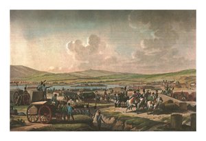 Napoleon na návštěvě obléhacích děl v Gdaňsku pod vedením maršála Lefebvra, 9. května 1807, c1850 od Francois Dequevauviller