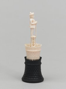Černá věž, šachová figurka, Indie, cca 1820