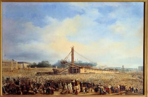 Vztyčení obelisku de Luxor Place de la Concorde v Paříži (25. října