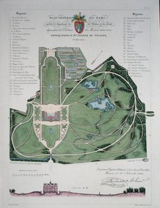 Celkový plán zahrady Chateau de Maisons patřící Thomasi de Colmar, vyryl G. Lorsignol od Francois Duvillers
