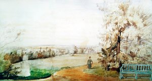 Pohled na park Monsieur Geruin v Marly-le-Roi, 1837 (wc na papíře)