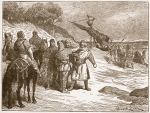 Harold zajatý hrabětem Ponthieu, ilustrace z 