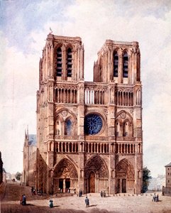 Průčelí katedrály Notre Dame v Paříži Malba Francoise Etienna Villereta (asi 1800-1866) Paříž 19. století, Musee Carnavalet