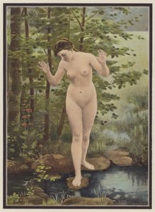 Zjevení, žena a její odraz ve vodě (barva lito) od Francois Eugene Brillaud
