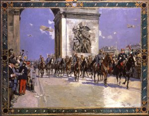 Dějiny. Francie. První světová válka. Přehlídka vítězství v Paříži, 4. července od Francois Flameng