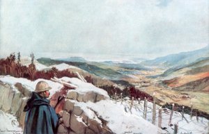 Příkopy s výhledem na údolí Munster s Rýnem v dálce, leden 1916, 1926. od Francois Flameng