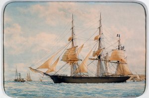 New York Ocean Herald clipper, od Francoise Rouxe (1811-1882), akvarel