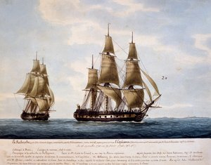 Vysoké lodě Recherche a Esperance, zaměstnané Antoine Bruny d
