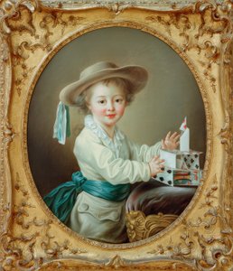 Malý chlapec staví domeček z karet od Francois Hubert Drouais