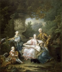 Louis II du Bouchet de Sourches se svou rodinou od Francois Hubert Drouais
