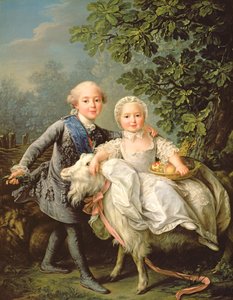 Portrét Charlese Philippea z Francie (1757-1836) (později Charles X) a jeho sestry Marie Adelaide (1759-1802) (pozdější královny Sardinie) 1763