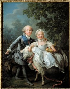 Portrét Charlese Philippea z Francie, hraběte z Artois (budoucí Karel X. (1757-1836) a jeho sestra Madame Clothilde, budoucí královna Sardinie (1759-1802) zastoupená v letech 1763-1764, obraz Francoise Huberta Drouaise (1727-1775) od Francois Hubert Drouais