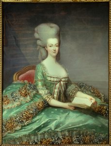 Portrét Marie Antoinetty (1755-1793) královny Francie Tento portrét dala královna svému zpovědníkovi v roce 1781. Obraz Francoise Huberta Drouaise (1727-1775) Soukromá sbírka 18. století - Portrét Marie Antoinetty (1755-1793), Královna Fra