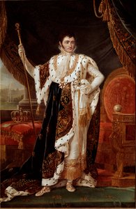 Portrét Jerome Bonaparte (1784-1860), vestfálského krále, před zahradami Wilhelmshohe Obraz od Francoise Josepha (Francois-Joseph) Kinsona (1770-1839) nebo Kinsoena. Slunce 19. století. 2,1x1,4 m Versailles musee du chateau