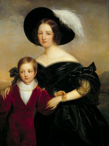 Portrét Madame Aglae Blenartové a jejího syna Malba Francoise Josepha Kinsona (1771-1839) Orleans musee des Beaux Arts z 19. století