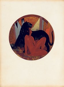 Mauglí a Baghíra, ilustrace z „Knihy džunglí“ od Rudyarda Kiplinga, kolorováno Jean Dunandovou (1877-1942)