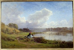 Břehy Seiny v Meudonu v roce 1861 Obraz Francoise Louis Francaise (1814-1897) 1861 Nantes, Muzeum výtvarných umění