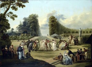 Ples v zahradách Tivoli, Paříž - obraz Francoise Louise Josepha Watteaua (1758-1823) od Francois Louis Joseph Watteau