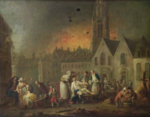 Grand Place v Lille během obléhání v roce 1792, 1794 od Francois Louis Joseph Watteau