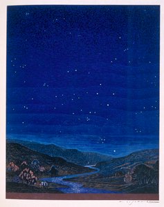 Noční krajina, ilustrace z Rudyarda Kiplinga ‚Kim‘, 1930 od Francois Louis Schmied