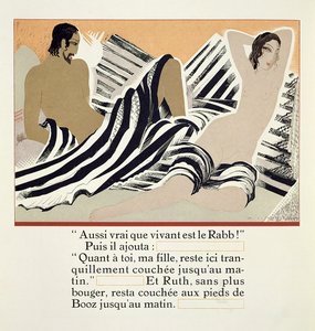 Ruth odpočívá u Boazových nohou, z „Ruth et Booz“, přeloženo J. C. Mardrusem, vydáno 1930