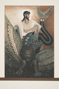 Odysseus a drak z Prométhea Spoutaný Aischylem, hospoda. 1941 (tisk šablony) od Francois Louis Schmied
