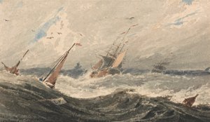 Lodě na rozbouřeném moři od Francois Louis Thomas Francia
