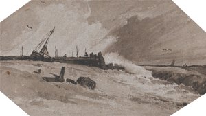 Molo v bouři od Francois Louis Thomas Francia