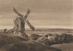Krajina s větrným mlýnem od Francois Louis Thomas Francia