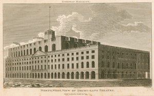 Severozápadní pohled na divadlo Drury Lane, Londýn od Francois Louis Thomas Francia