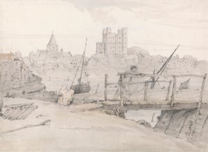 Jihovýchodní pohled na hrad Rochester a katedrálu od Francois Louis Thomas Francia