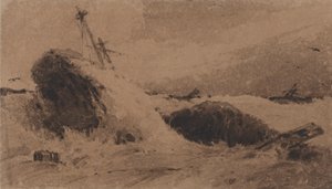 Ztroskotaná loď v rozbouřeném moři od Francois Louis Thomas Francia
