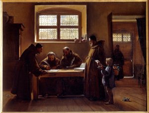 Kapucíni redigující písemný obraz od Francoise Mariuse Graneta od Francois Marius Granet