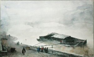 Seina, 1843 (wc na papíře) od Francois Marius Granet