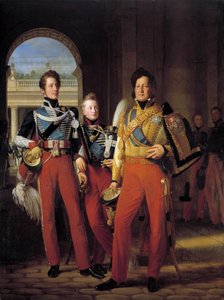 Portréty na nohou Ludvíka-Philippa I. (1773-1850), vévody z Orleansu v uniformě jako generálplukovník husardů, a jeho synů: vévody z Chartres a vévody z Nemours Obraz Louis Hersent (1777-1860) po Francois Gerard (1770-1837) 1832. Ne 2 od Baron François Pascal Simon Gérard