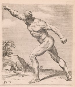 A Nude Fighting Man, boční pohled, otočený doleva [talíř 27]