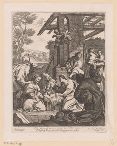 Geboorte van Christus Zde matka porodila otce (...) (titul na objektu) od Francois Perrier