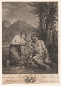 Kanadský pár u hrobu svého dítěte Canadiens au Tombeau de Leur Enfant (název na objektu) od Francois Robert Ingouf