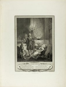 Zimní večer, z knihy Monument du Costume Physique et Moral de la fin du Dix-huitième siècle od Francois Robert Ingouf