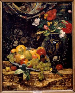 Květiny a ovoce. Obraz Francoise Vernaye (1821-1896) od Francois Vernay