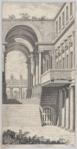 Architektonický pohled s obloukem, 1740.