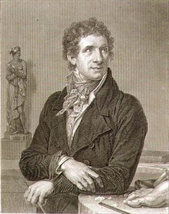 Portrét Antonia Canovy (1757-1822) vyrytý Williamem Henrym Worthingtonem (asi 1790-str. 1839) (rytina) od Francois Xavier (after) Fabre