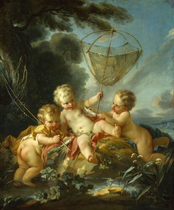 Putti jako rybář, kolem 1744 od François Boucher